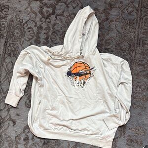 Nike White Hoodie with Orange and Black Graphic